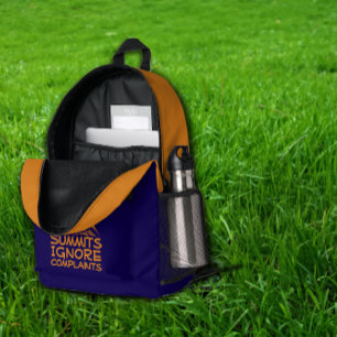 Wanderer Camping Humor blau orange Bedruckter Rucksack