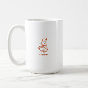 Wanderer-Kaninchen mit Kaffee-Ästhetik Kaffeetasse