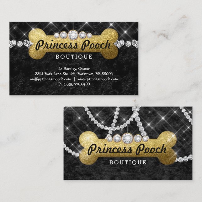 Wanderer-Knochen-Gold Prinzessin-Pooch Dog Care Visitenkarte (Vorne/Hinten)