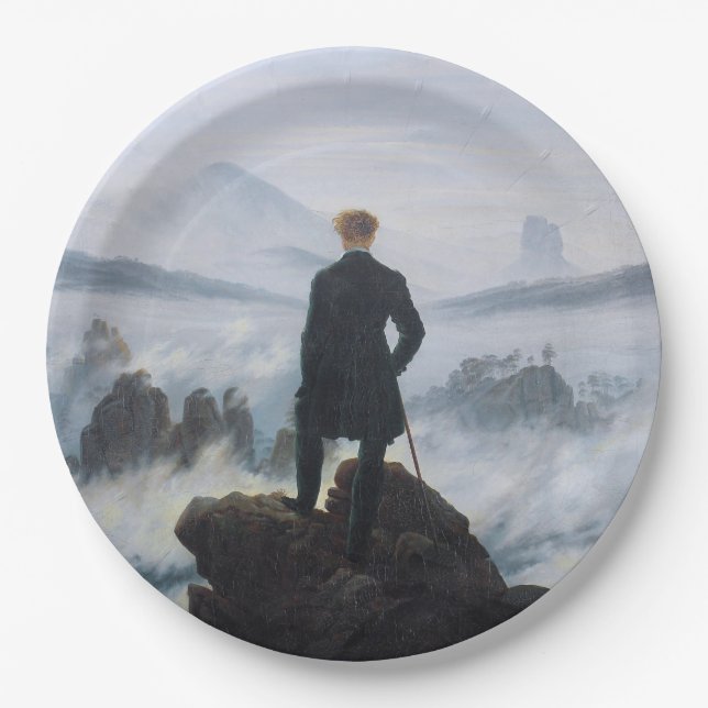 Wanderer oberhalb des Nebelmeers (von C.D. Friedri Pappteller (Vorderseite)