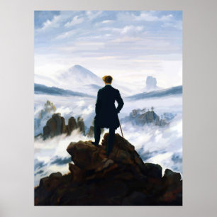 Wanderer über dem Nebelmeer, Caspar D Friedrich Poster