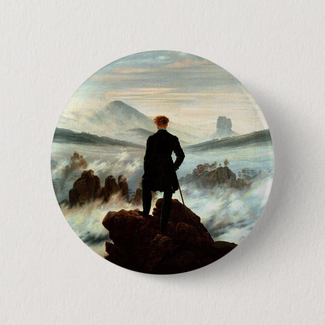 Wanderer über dem Nebelmeer, Caspar Friedrich Button (Vorderseite)