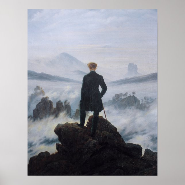 Wanderer über dem Nebelmeer Poster (Vorne)