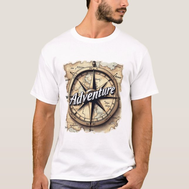"Wanderer's Map: Neue Gebiete kartieren T-Shirt (Vorderseite)