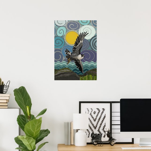Wanderfalke aus Cornwall Poster (Heimbüro)