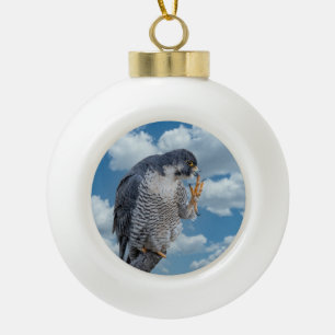 Wanderfalke entlang des Hudson River Keramik Kugel-Ornament