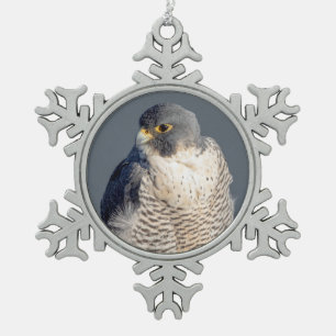 Wanderfalke entlang des Hudson River Schneeflocken Zinn-Ornament