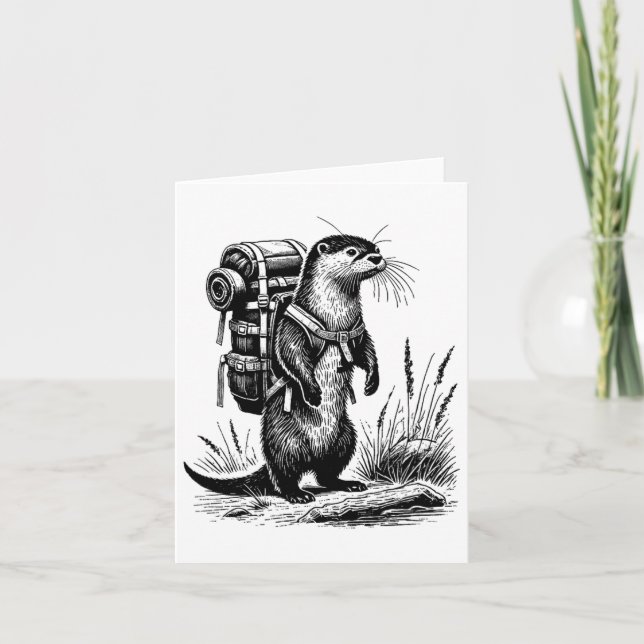 Wanderfluss Otter Rückpacktiere Funny Cotta Karte (Vorderseite)