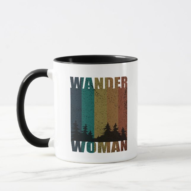 Wanderfrau Camping Vintag Tasse (Links)