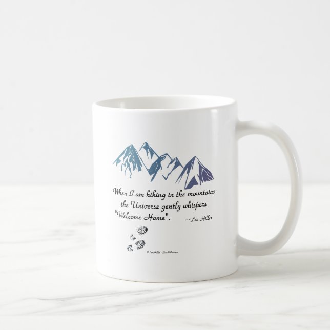 Wandergebirge Universum Flüstern Begrüßung Zuhause Kaffeetasse (Rechts)