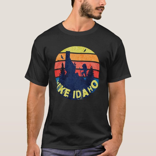 Wandergetriebewanderung Idaho mit Retro-Sonnenunte T-Shirt (Vorderseite)