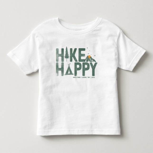 WanderHappy Camper Wandern Personalisiert Kleinkind T-shirt (Vorderseite)