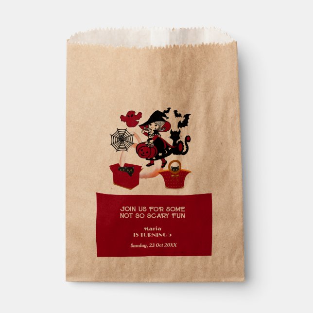 Wanderhexe Halloween Spider Web Kindergeburtstag Geschenktütchen (Vorderseite)