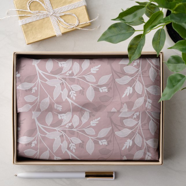 Wandering Leaves Elegant Botanical Blush Seidenpapier (Geschenk)