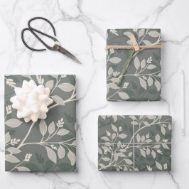 Wandering Leaves Elegant Earthy Botanical Pattern Geschenkpapier Set