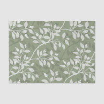 Wandering Leaves Elegant Sage Botanical Pattern 