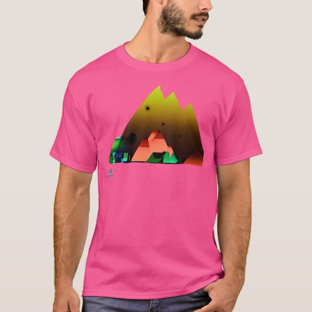 Wanderlandschaft Design Regenbogen Berg T-Shirt (Vorderseite)