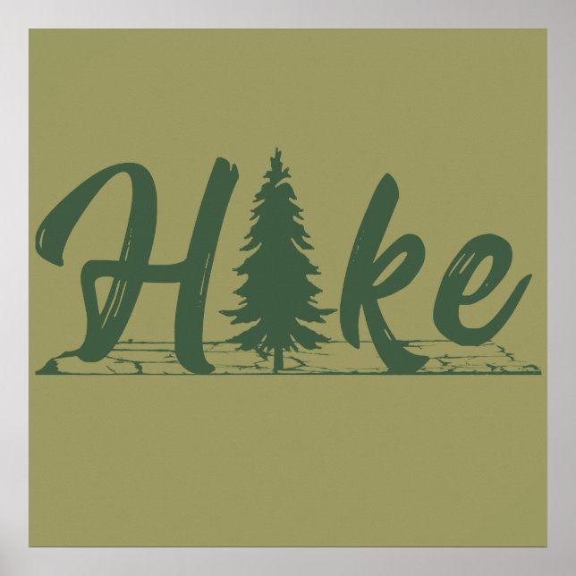 Wanderlogo Wanderer mit Kiefernbaum Poster (Vorne)
