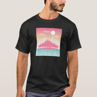 Wanderlust Adventure Sunset Sky Forest Mountains W T-Shirt