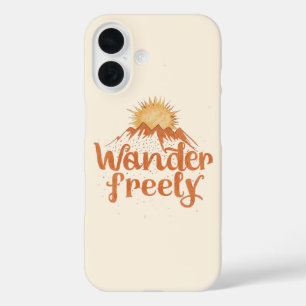 Wanderlust Bergsonne Boho-Typografie iPhone 16 Hülle