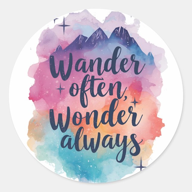 Wanderlust-Botschaft für Inspirationsfarbe Runder Aufkleber (Vorderseite)