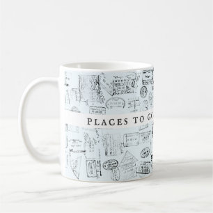 Wanderlust-Briefmarke Reisekostenvoranschlag Kaffeetasse
