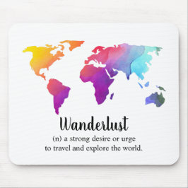Wanderlust/bunter Weltkarteentwurf für Mousepad