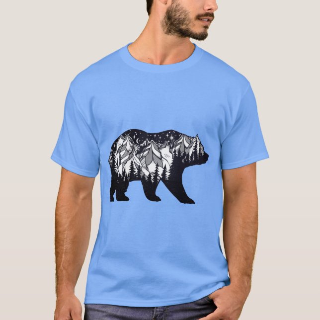 Wanderlust California Bear Silhouette with Mountai T-Shirt (Vorderseite)