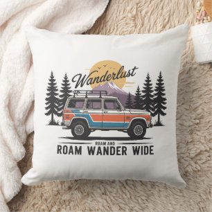 Wanderlust Camper - Roam and Roam Wander Wide Kissen