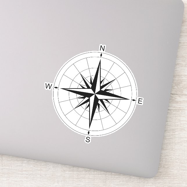 Wanderlust Chronicles: Retro Compass Rose Travel Aufkleber (Detail)