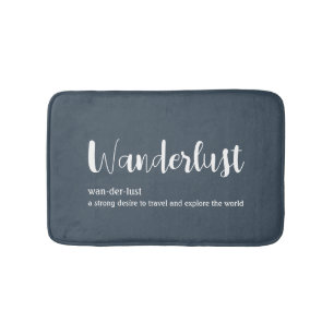 Wanderlust-Definition weiß, grau Badematte