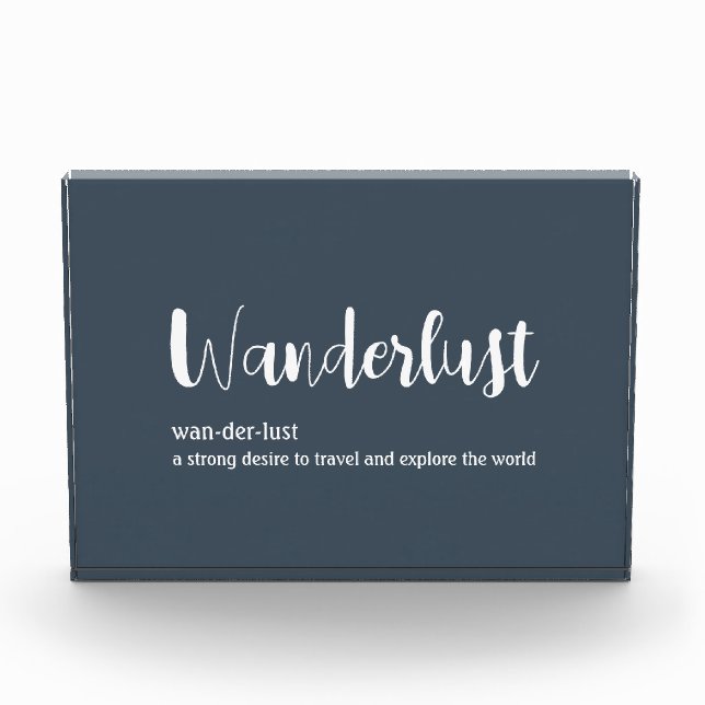 Wanderlust-Definition weiß, grau Fotoblock (Vorderseite)