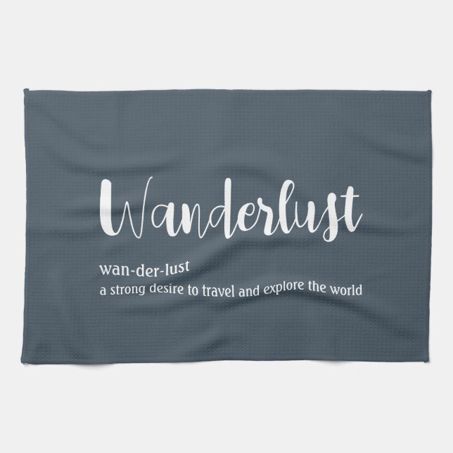 Wanderlust-Definition weiß, grau Geschirrtuch (Horizontal)