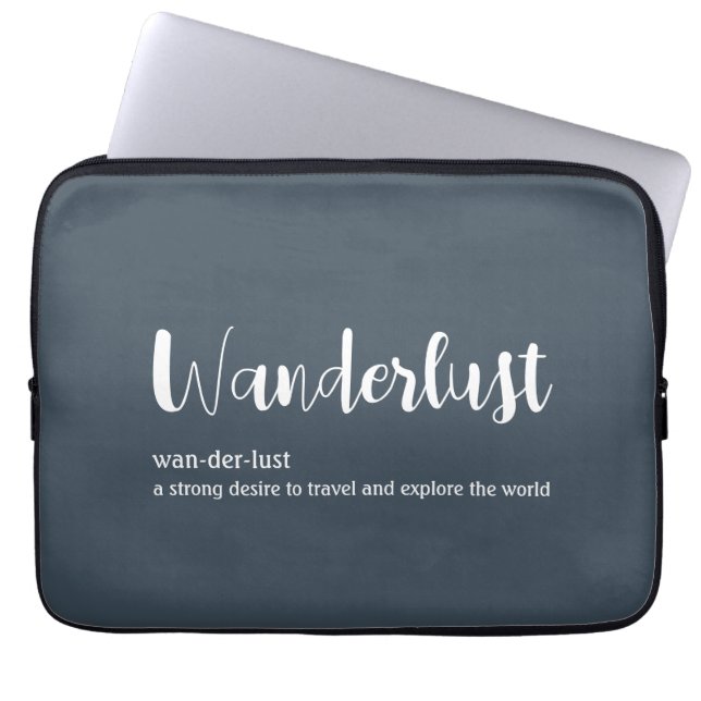 Wanderlust-Definition weiß, grau Laptopschutzhülle (Vorderseite)