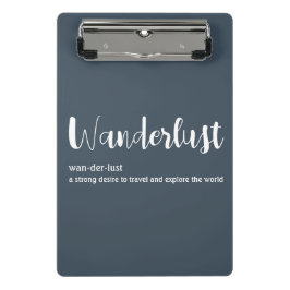 Wanderlust-Definition weiß, grau Mini Klemmbrett