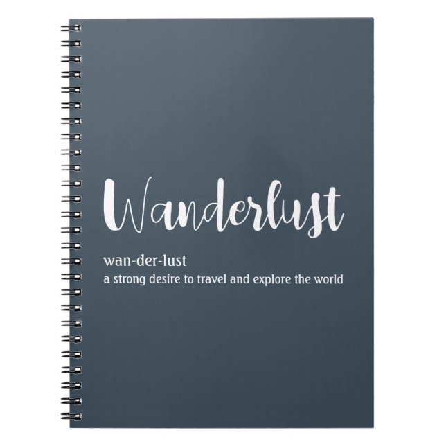 Wanderlust-Definition weiß, grau Notizblock (Vorderseite)