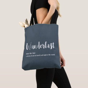 Wanderlust-Definition weiß, grau Tasche