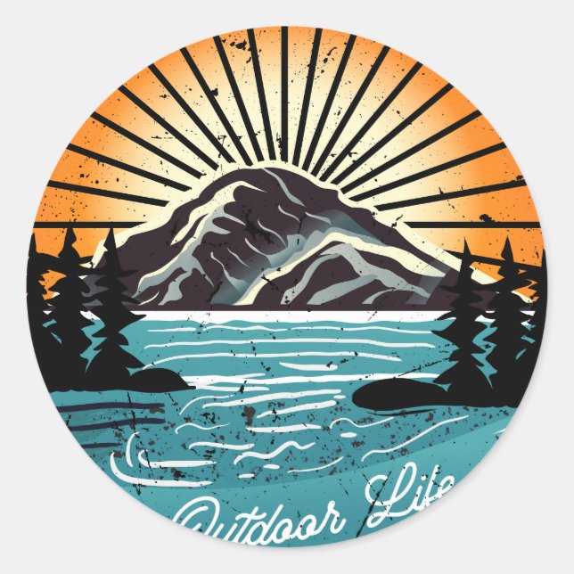 Wanderlust erkunden runder aufkleber (Vorderseite)