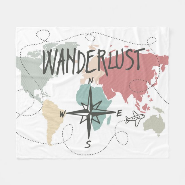 Wanderlust Fleecedecke (Vorderseite (Horizontal))