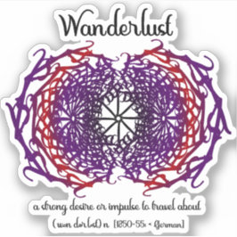 Wanderlust Grafik Text Art Mandala + Word Bedeutun Aufkleber