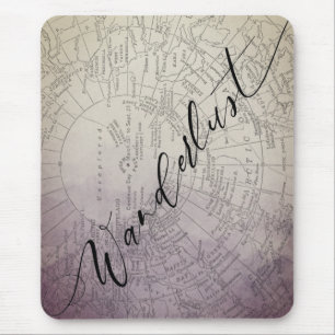 Wanderlust Lila Ombre-Wasserfarben-Abenteuerkarte Mousepad