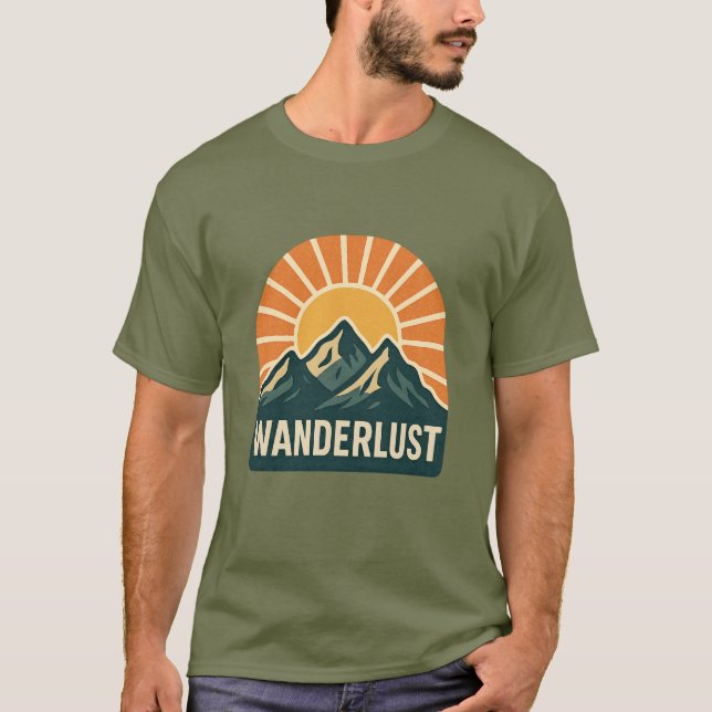 Wanderlust Retro Blue Mountain Sunrise Outdoor Sun T-Shirt (Vorderseite)