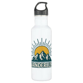 Wanderlust Retro Teal Mountain Sunrise | Hiking Edelstahlflasche