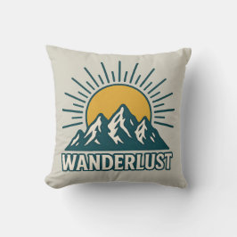 Wanderlust Retro Teal Mountain Sunrise | Hiking Kissen