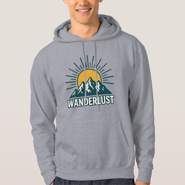 Wanderlust Retro Türkis Berg Sonnenaufgang | Wande Hoodie (Vorderseite)
