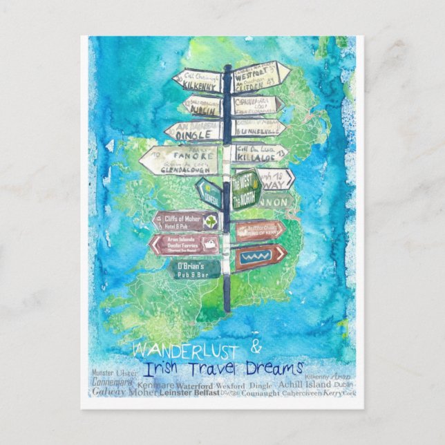 Wanderlust Signpost of Ireland Postkarte (Vorderseite)