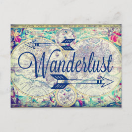 Wanderlust Vintag Map Travel Postkarte