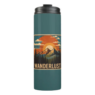 Wanderlust Vintage Mountain Wasserflasche Thermosbecher