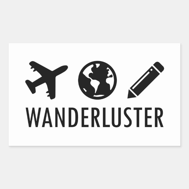 Wanderluster-Symbol-Logo Rechteckiger Aufkleber (Vorderseite)