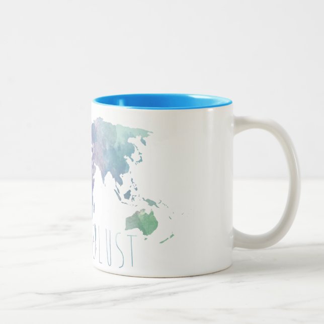 Wanderlustwatercolor-Tasse Zweifarbige Tasse (Rechts)